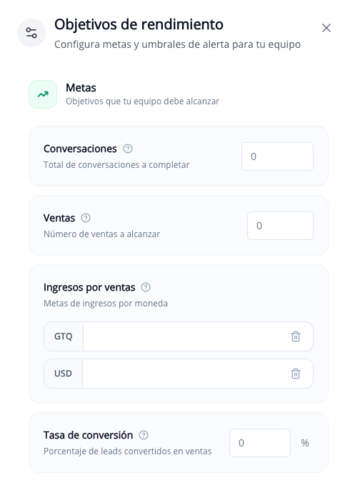 Configuración de objetivos